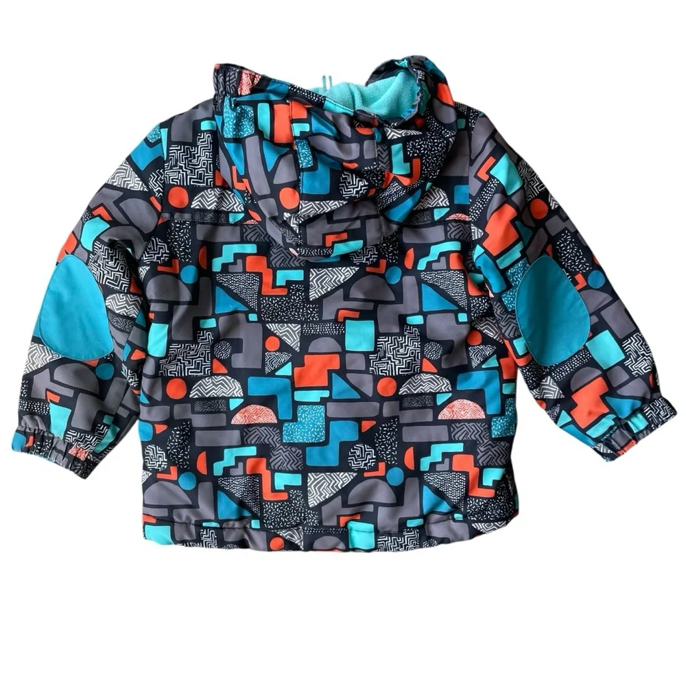 Cat & Jack Boys Hooded Coat Size 4T Turquoise Orange Black Winter Jacket